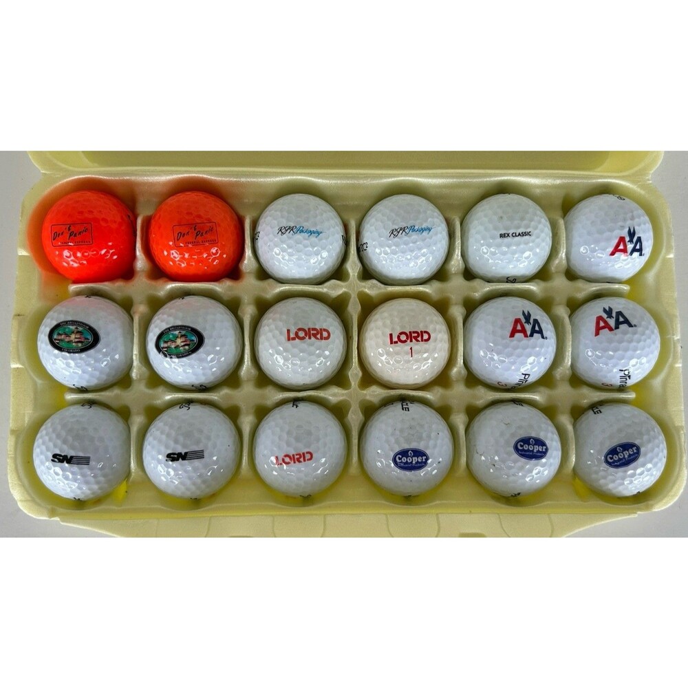 18 Vintage Logo Golf Balls Titleist Golden Ram Wilson Lord Cooper AA Lot